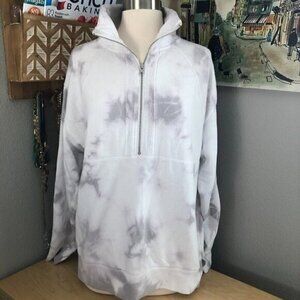 Pink Victoria's Secret White Gray 1/2 Zip Sweatshirt Women's size XS